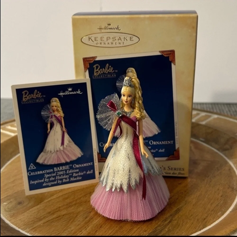 Hallmark Barbie Ornament NEW 2005 edition 6th in series pink dress
